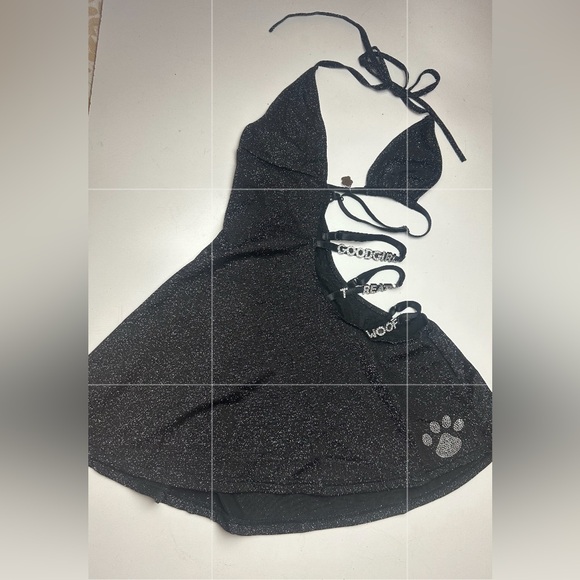 Generation Kiss X Dolls Kill Black Glittery Runway Read Cutout Mini Dress NWT S - Picture 7 of 16